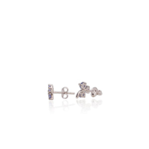 3 mm. Round Cut Blue Violet Tanzanite Cluster Earrings