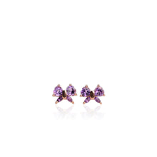 Load image into Gallery viewer, 6 mm. Heart Cut Purple Brazilian Amethyst Ribbon Earrings
