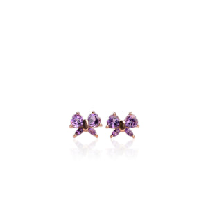 6 mm. Heart Cut Purple Brazilian Amethyst Ribbon Earrings