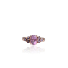 Load image into Gallery viewer, 7 x 9 mm. Oval Cut Purple Brazilian Amethyst with Iolite Accents Ring
