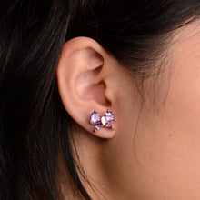 Load image into Gallery viewer, 6 mm. Heart Cut Purple Brazilian Amethyst Ribbon Earrings
