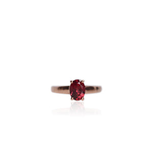 6 x 8 mm. Oval Cut Red African Rhodolite Garnet Ring