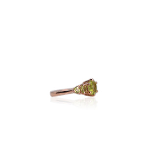 7 mm. Round Cut Green Pakistani Peridot Cluster Ring