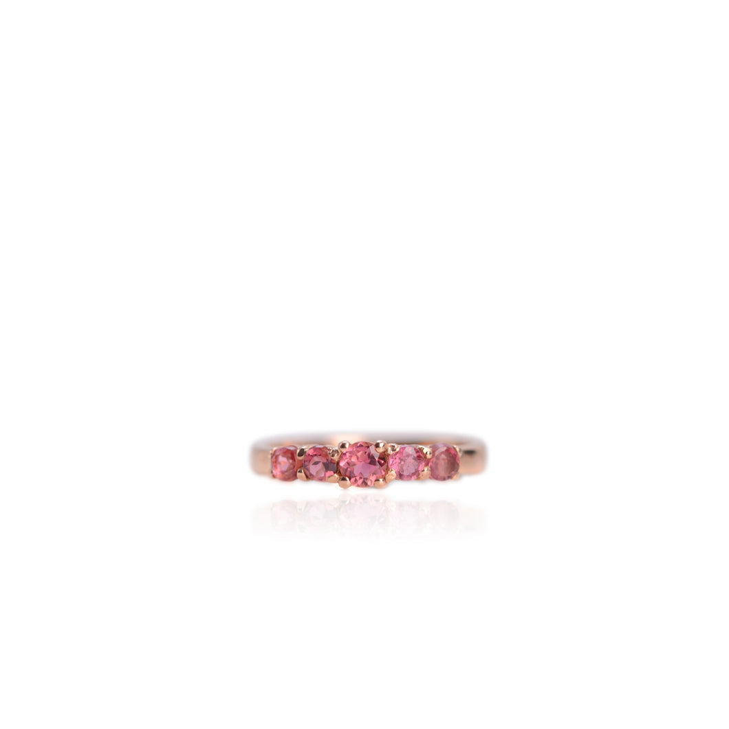 4 mm. Round Cut Pink Brazilian Tourmaline Cluster Ring