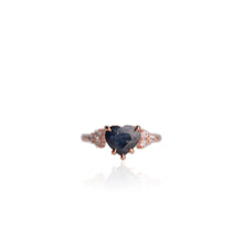 Load image into Gallery viewer, Handmade 7 x 8 mm. Heart Cut Blue Australian Sapphire with Topaz Accents Ring
