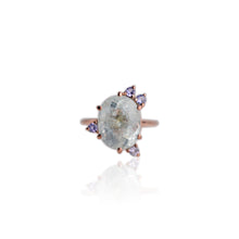 Load image into Gallery viewer, Handmade 11 x 14 mm. Oval Cut Blue Brazilian Aquamarine with Tanzanite Accents Ring
