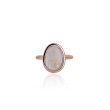 Load image into Gallery viewer, Handmade 13 x 16 mm. Freeform Rose Cut White Indian Moonstone Ring
