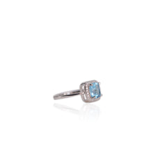 Load image into Gallery viewer, 7 mm. Cushion Cut Swiss Blue Brazilian Topaz with Cz Halo Ring
