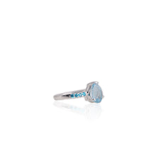 Load image into Gallery viewer, 7 x 9 mm. Pear Cut Sky Blue Brazilian Topaz with Cz Accents Ring
