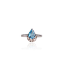 Load image into Gallery viewer, 6 x 8 mm. Pear Cut Blue Brazilian Topaz with Cz Accents Ring
