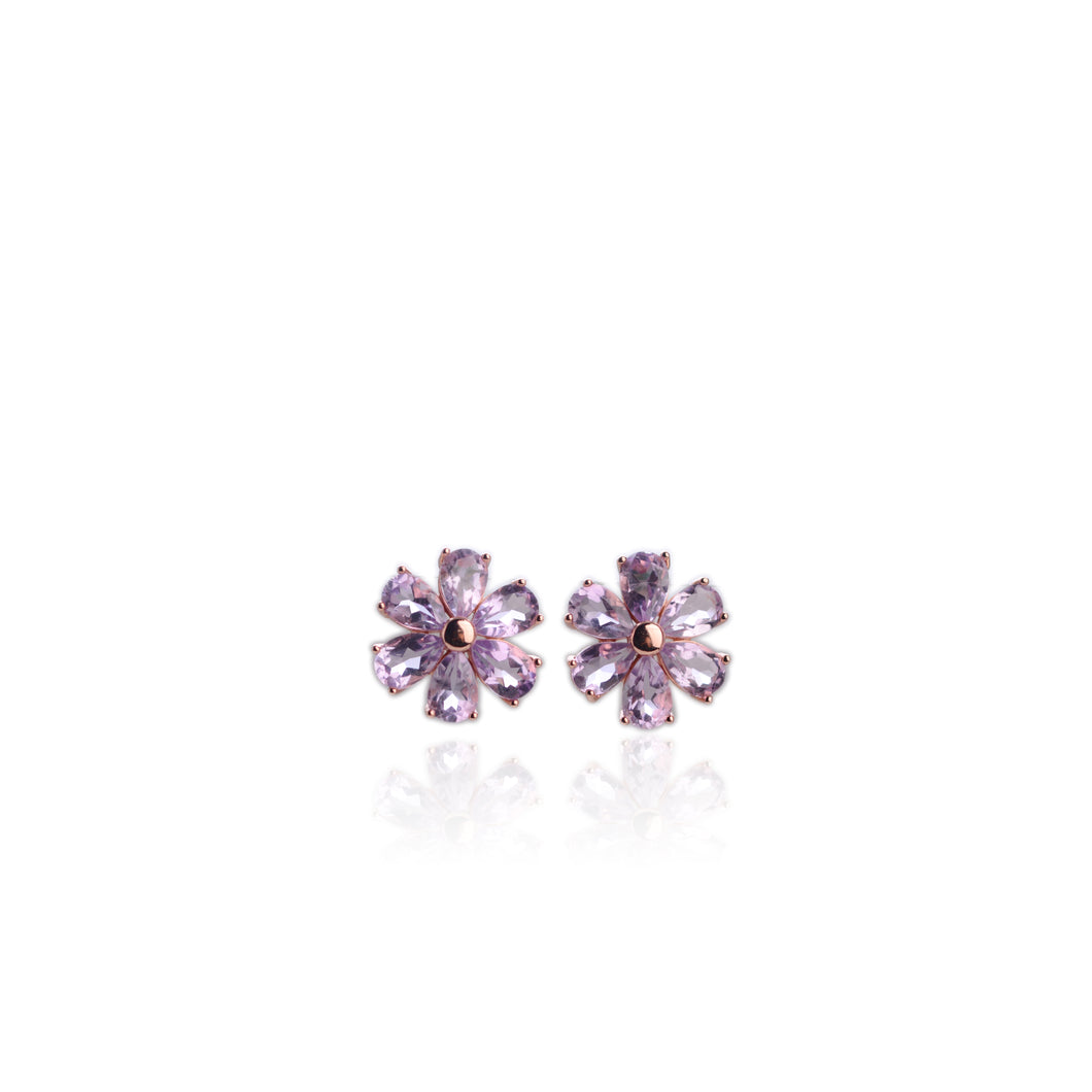 4 x 6 mm. Pear Cut Light Purple Brazilian Amethyst Cluster Earrings