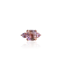 Load image into Gallery viewer, Handmade 11 mm. Fancy Cushion Cut VS Purple Yellow Bolivian Ametrine and  Amethyst Trilogy Ring
