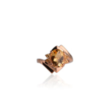 Load image into Gallery viewer, 8 x 10 mm. Oval with Checkerboard Cut Yellow Brazilian Citrine Ring
