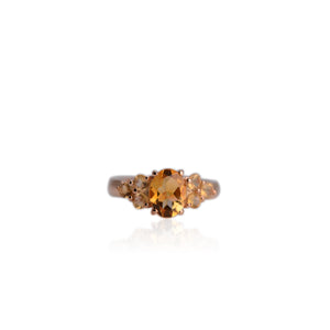 7 x 9 mm. Oval Cut Yellow Brazilian Citrine Cluster Ring