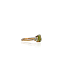 Load image into Gallery viewer, Handmade 8 mm. Octagon Cut Green Pakistani Peridot and Sapphire Trilogy Ring
