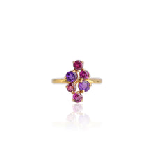 Load image into Gallery viewer, 4.5 mm. Round Cut Purple Brazilian Amethyst and Rhodolite Garnet Cluster Ring
