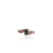 Load image into Gallery viewer, Handmade 5 x 6.5 mm. Oval Cut Green Australian Sapphire Cluster Ring
