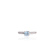 Load image into Gallery viewer, 5 mm. Cushion Cut Sky Blue Brazilian Topaz with Cz Band Ring
