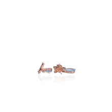 Load image into Gallery viewer, 10 x 14 mm. Pear Cut Sky Blue Brazilian Topaz and Sapphire with Cz Accents Drop Earrings (Blemished)
