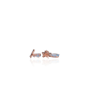 10 x 14 mm. Pear Cut Sky Blue Brazilian Topaz and Sapphire with Cz Accents Drop Earrings (Blemished)