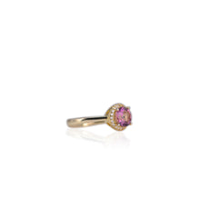 Load image into Gallery viewer, 7 mm. Round Cut Pink Brazilian Mystic Topaz with Cz Halo Ring
