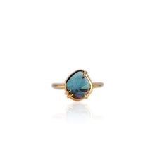 Load image into Gallery viewer, Handmade 9 mm. Freeform Blue Australian Boulder Opal Ring
