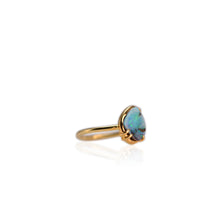 Load image into Gallery viewer, Handmade 9 mm. Freeform Blue Australian Boulder Opal Ring
