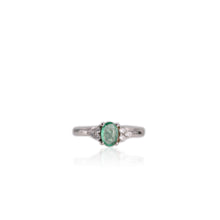 Load image into Gallery viewer, 5 x 7 mm. Oval Cut Green Zambian Emerald with Cz Accents Ring
