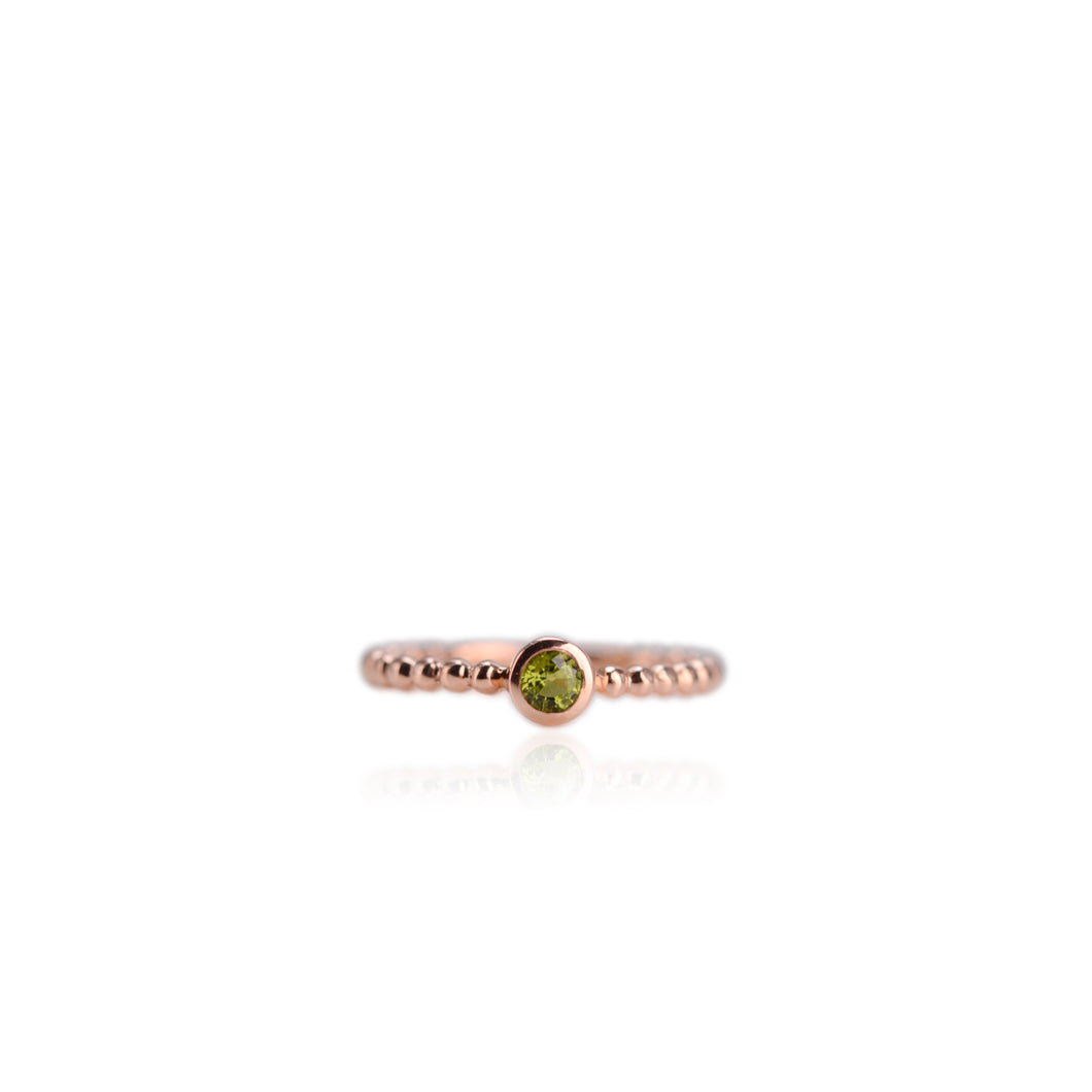 4 mm. Round Cut Green Brazilian Tourmaline Ring