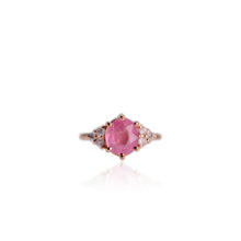 Load image into Gallery viewer, Handmade 8 x 9 mm. Oval Cut Pink Tanzanian Sapphire Cluster Ring
