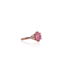 Load image into Gallery viewer, Handmade 8 x 9 mm. Oval Cut Pink Tanzanian Sapphire Cluster Ring
