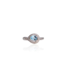 Load image into Gallery viewer, 5 x 7 mm. Pear Cut Sky Blue Brazilian Topaz with Cz Accents Ring
