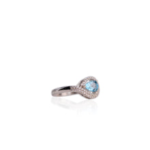 Load image into Gallery viewer, 5 x 7 mm. Pear Cut Sky Blue Brazilian Topaz with Cz Accents Ring
