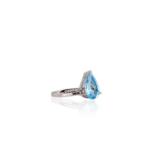 Load image into Gallery viewer, 8 x 12 mm. Pear Cut Swiss Blue Brazilian Topaz with Cz Accents Ring
