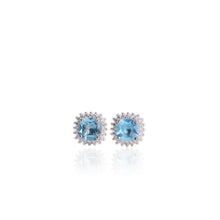 Load image into Gallery viewer, 7 mm. Cushion Cut Sky Blue Brazilian Topaz with Cz Accents Earrings

