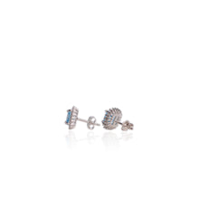 Load image into Gallery viewer, 7 mm. Cushion Cut Sky Blue Brazilian Topaz with Cz Accents Earrings
