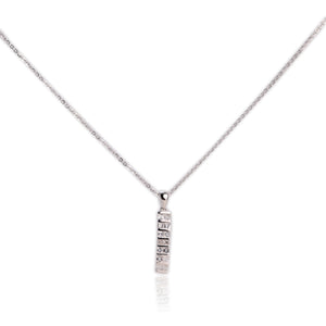 2.5 mm. Square Cut White Brazilian Topaz Cluster Pendant and Necklace