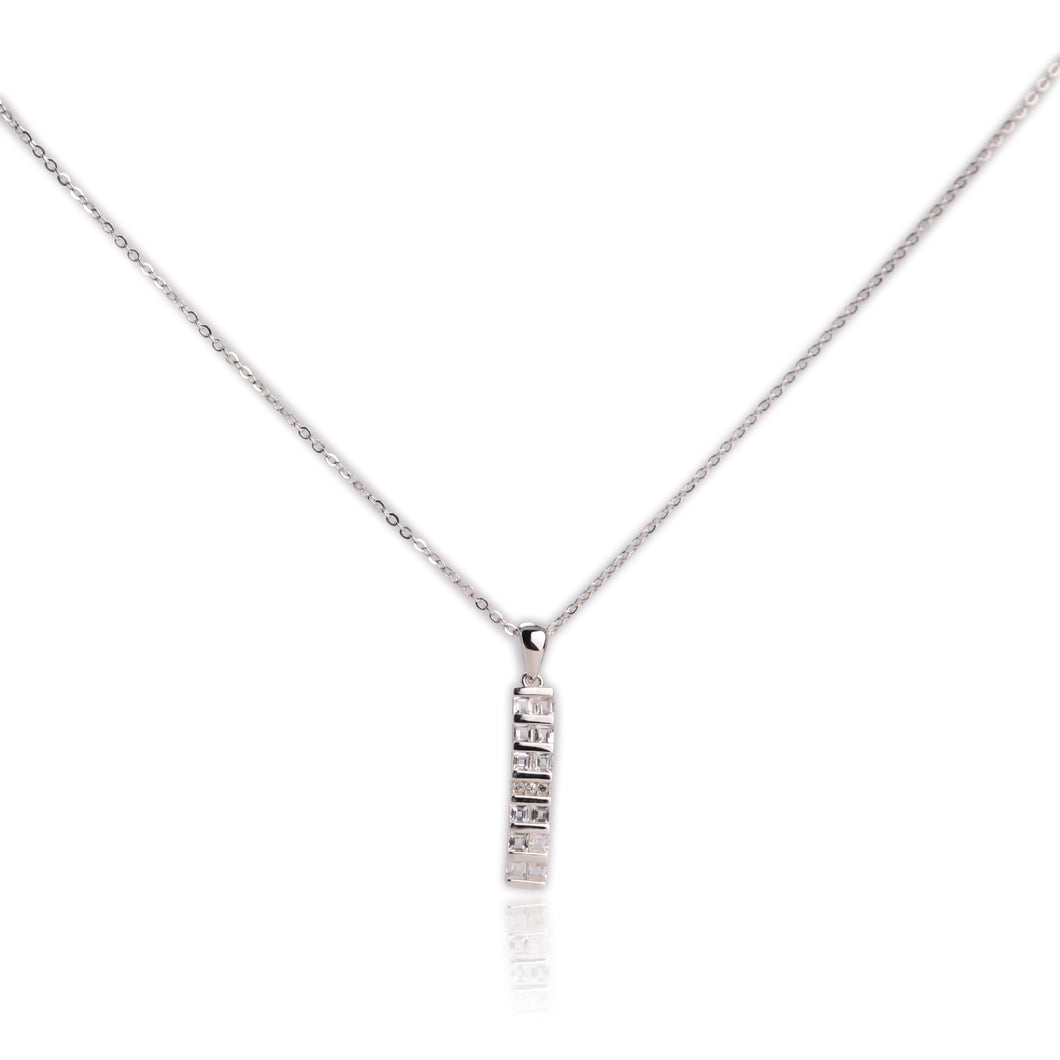 2.5 mm. Square Cut White Brazilian Topaz Cluster Pendant and Necklace