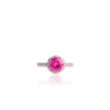 Load image into Gallery viewer, 8 mm. Round Cut Pink Brazilian Mystic Topaz with Cz Accents Ring
