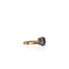 Load image into Gallery viewer, 6 x 8 mm. Oval Cut London Blue Brazilian Topaz with Cz Band Ring
