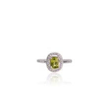 Load image into Gallery viewer, 5 x 7 mm. Cushion Cut Green Pakistani Peridot with Cz Accents Ring
