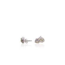 Load image into Gallery viewer, 5 x 7 mm. Pear Cut Green Pakistani Peridot with Cz Halo Earrings
