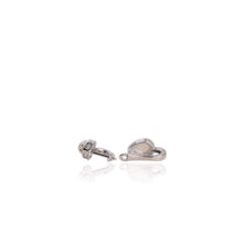 Load image into Gallery viewer, 5 x 7 mm. Pear Cabochon Multi-coloured Ethiopian Opal with Cz Halo Earrings
