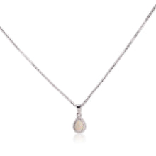 Load image into Gallery viewer, 5 x 7 mm. Pear Cabochon Multi-coloured Ethiopian Opal with Cz Halo Pendant and Necklace
