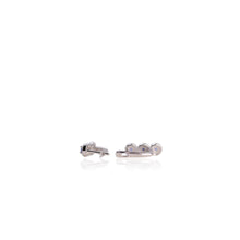 Load image into Gallery viewer, 3 mm. Round Cut Blue Thai Sapphire with Cz Halo Cluster Earrings
