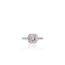 Load image into Gallery viewer, 6 mm. Round Cut Light Blue Brazilian Aquamarine with Cz Accents Ring
