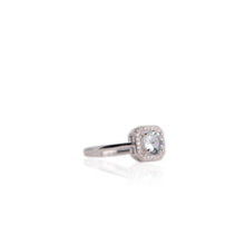 Load image into Gallery viewer, 6 mm. Round Cut Light Blue Brazilian Aquamarine with Cz Accents Ring
