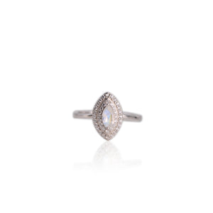 3.5 x 7 mm. Marquise Cut White Indian Moonstone with Cz Halo Ring