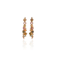 Load image into Gallery viewer, 3.5 mm. Round Cut Multi-coloured Nigerian Tourmaline with Cz Accents Cluster Earrings
