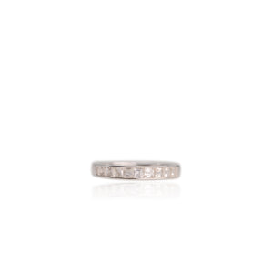 2.5 mm. Square Cut White Brazilian Topaz Half Eternity Ring